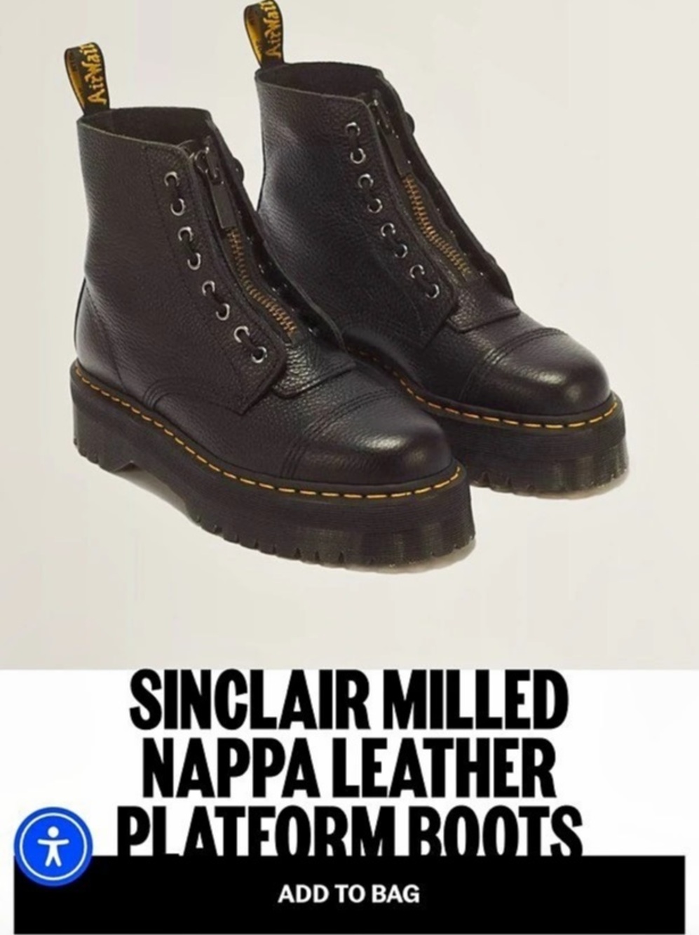 Dr. Martens Sinclair Milled Nappa Leather Platform Boots Black